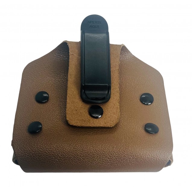 SUPORTE DE GIZ EM COURO JK - MARROM CLARO